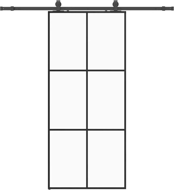 vidaXL Schiebetür aus ESG-Glas in Schwarz mit Beschlag, Breite: 90 cm, Höhe: 205 cm - Bild 1