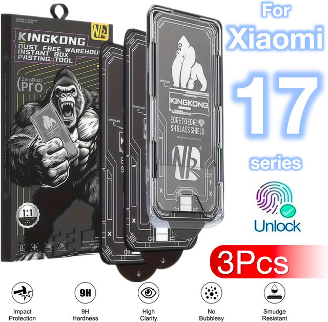 3er-Pack Displayschutzfolie aus gehärtetem Glas für Xiaomi 17 Pro Max Ultra, transparent, 9H Härtegrad - Bild 1