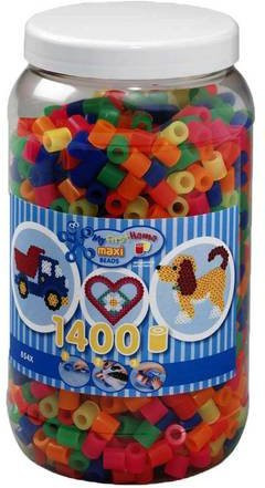 HAMA Bügelperlen Maxi, Neon Mix, 1400 Perlen, in Aufbewahrungsdose - Bild 1
