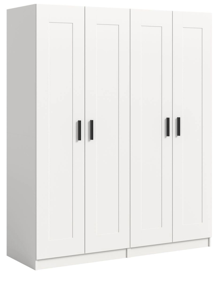 4-türiger Kleiderschrank Jondal in Weiß mit mattem Finish, Breite: 160 cm, Höhe: 194 cm - Bild 2