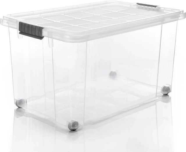 BigDean 4er-Set Aufbewahrungsboxen mit Deckel, 60 l, transparent, stapelbar - Bild 1