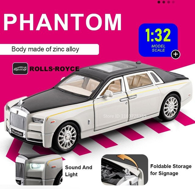 RMZ city Rolls-Royce Phantom Wraith, Spielzeugmodell, 1:32, mit Licht und Sound, Metall, Weiß - Bild 1