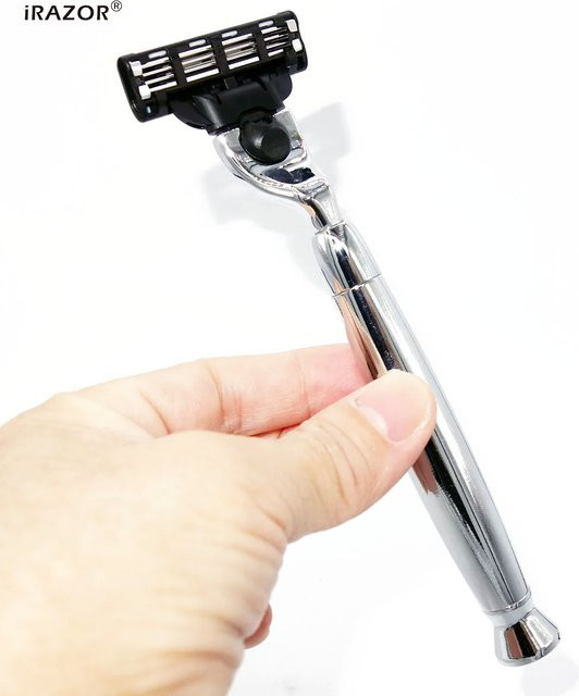 IRAZOR Manueller Rasierergriff für Herren, Metall, Mach 3-Klingen - Bild 1