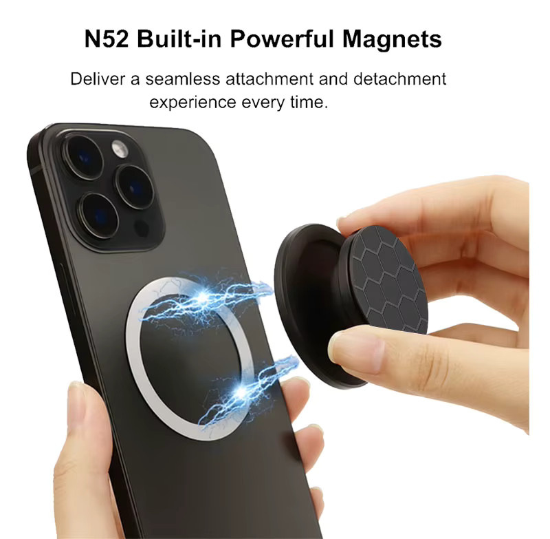 Burt's Bees Pop-up-Handyhalterung für MagSafe – Magnetischer Handygriff für iPhone 17 Air, 16, 15, 14 in Schwarz - Bild 2