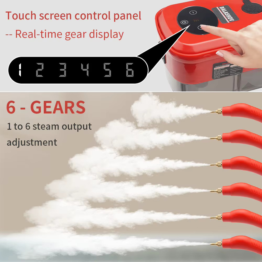 Handheld Dampfreiniger BALASHOV Hochtemperatur-Dampfmaschine für Haushalt und Küche in Weiß-Rot - Bild 4