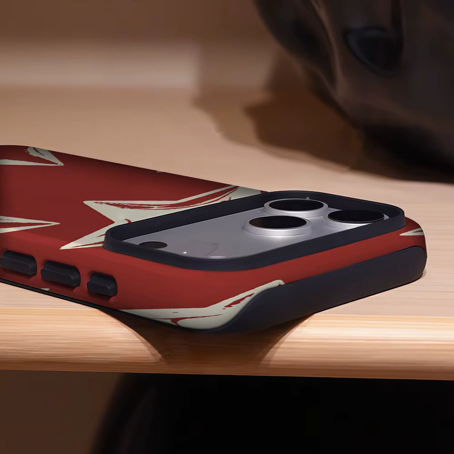 Red Star Robuste doppelschichtige Handyhülle mit Magnetfunktion für iPhone 17, 16, 15, 14, 13 Pro Max Plus in Rot - Bild 4