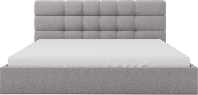 Pascal Morabito Bett Eliava mit Bettkasten und Lift-up-Funktion, Stoff, Lichtgrau, B/T/H: 200 x 200 x 200 cm - Bild 1