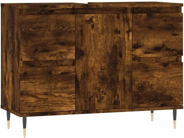 vidaXL Badschrank in Räuchereiche im industriellen Stil aus Holzwerkstoff und Eisen, B/T/H: 80 x 33 x 60 cm - Bild 1