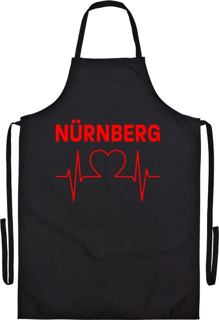Grillschürze multifanshop Nürnberg Herzschlag mit rotem Druck - Bild 1