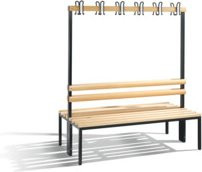 C+P Garderobenbank Basic als Halltree mit Sitzbank und Haken, Farbe Gestell Schwarzgrau, Buche und Stahlrohr, H x B x T: 165 x 150 x 75,6 cm