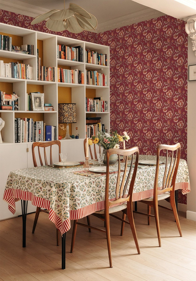 Isidore Leroy Tapete Loni in Brique mit floralem und botanischem Design, Farben: Rot, Beige und Multicolour, Vlies-Tapete, vorgestrichen - Bild 1
