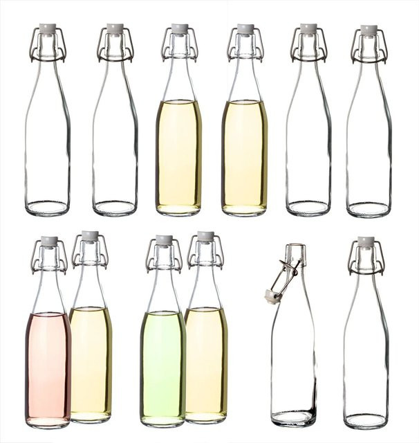 BigDean 12er Set Glasflaschen mit Bügelverschluss, transparent, 500 ml Füllmenge - Bild 1