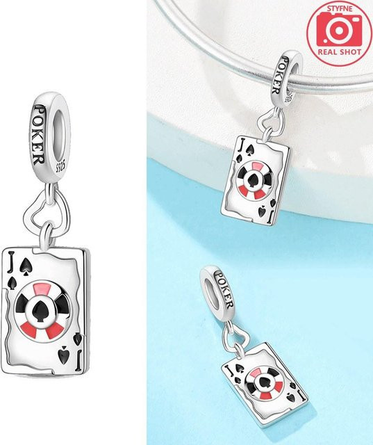 YIRAN Jewelry Anhänger Poker Karten, Messing, Kupferfarben, Perle, Damen - Bild 1