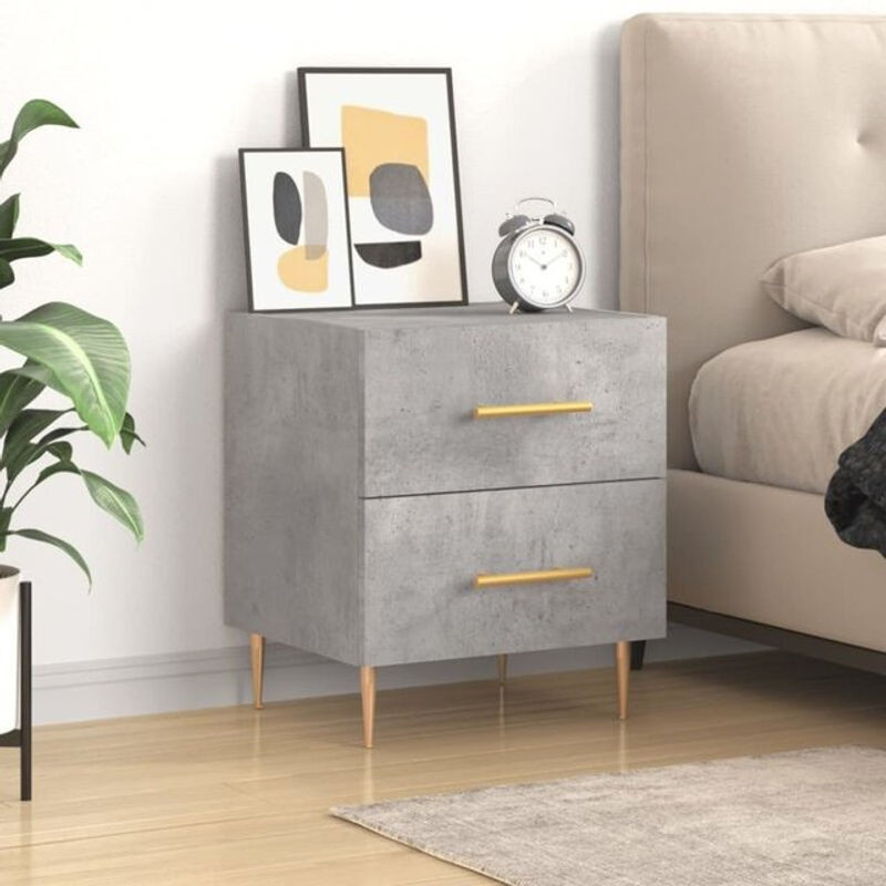 Vidaxl Nachttisch in Grau im Industrial Design aus Holzwerkstoff und Metall, B/T/H: 40 x 35 x 47,5 cm - Bild 1