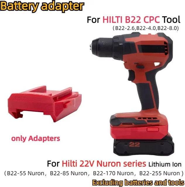 Hilti Batterieadapter für 22V Nuron Akkus (B22-55, B22-85, B22-170, B22-255) auf Hilti B22 CPC (B22-2.6, B22-4.0, B22-8.0) in Rot - Bild 1