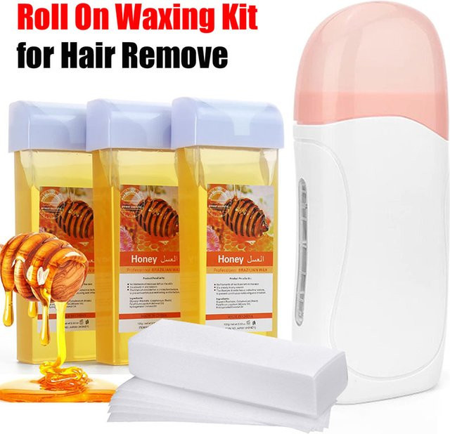 BXA Roll-On-Wachs-Set, 3-in-1-Heizgerät-Set mit Wachskartuschen und Wachsstreifen, Unisex - Bild 1
