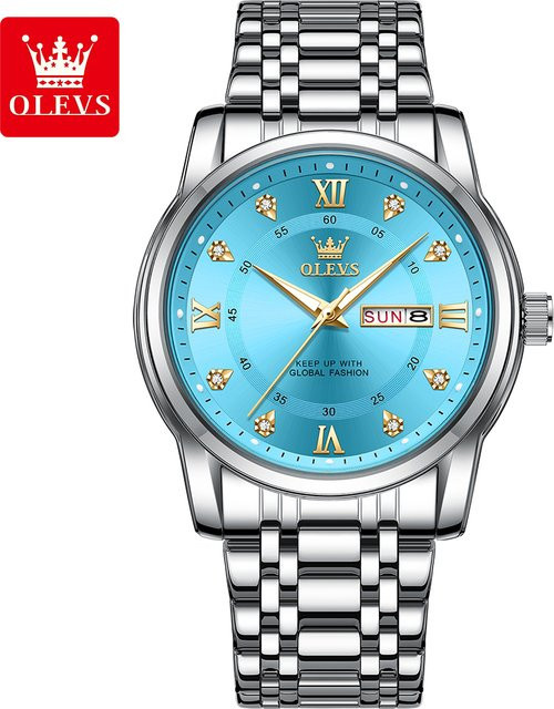 OLEVS Armbanduhr, Blau, Edelstahl, Herren - Bild 1