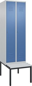 C+P Spind Classic PLUS Garderobenschrank mit Sitzbank, 2 Abteile, Lichtgrau, B/T/H: 212,0 x 60,0 x 81,5 cm - Bild 1