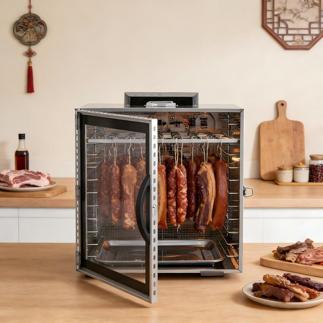 Bymaocar LT-85 Specktrockner aus Edelstahl in Silber, 1000W Dehydrator für den Hausgebrauch zur Herstellung von Biltong und Lebensmitteln - Bild 1