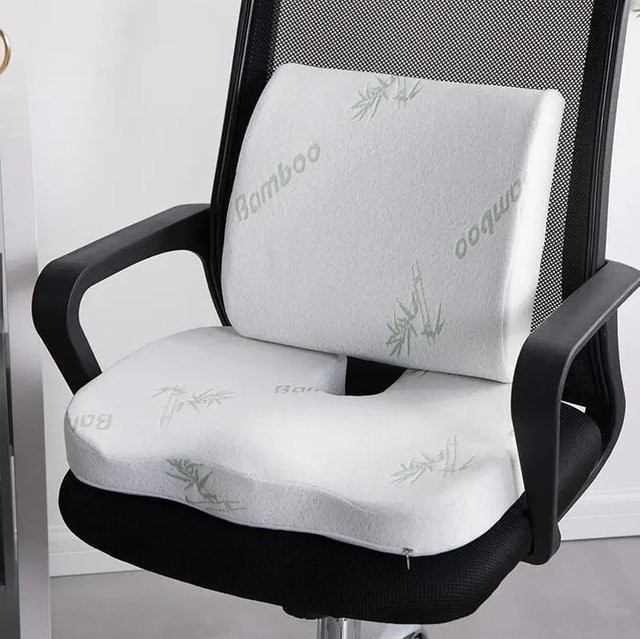 3D Memory Foam Taillen-Kissen Set aus Baumwolle in Weiß für Erwachsene - Bild 1