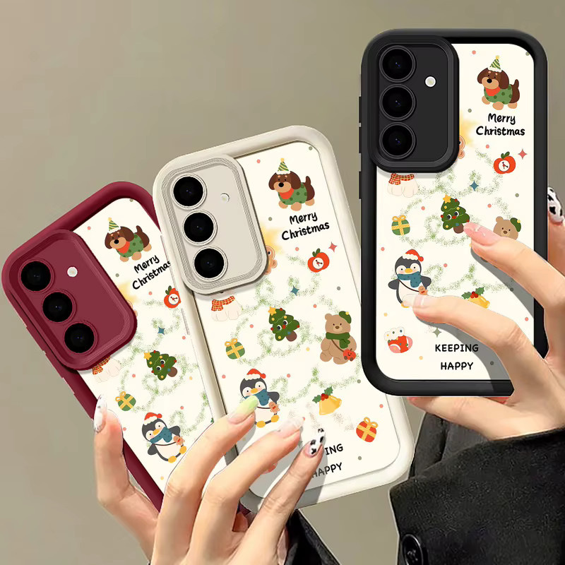 Weihnachtliche Handyhülle für Samsung Galaxy S25 S24 S23 S22 Ultra FE A55 A54 A36 A26 A17 A16 A15 in Schwarz und Multicolour - Bild 1