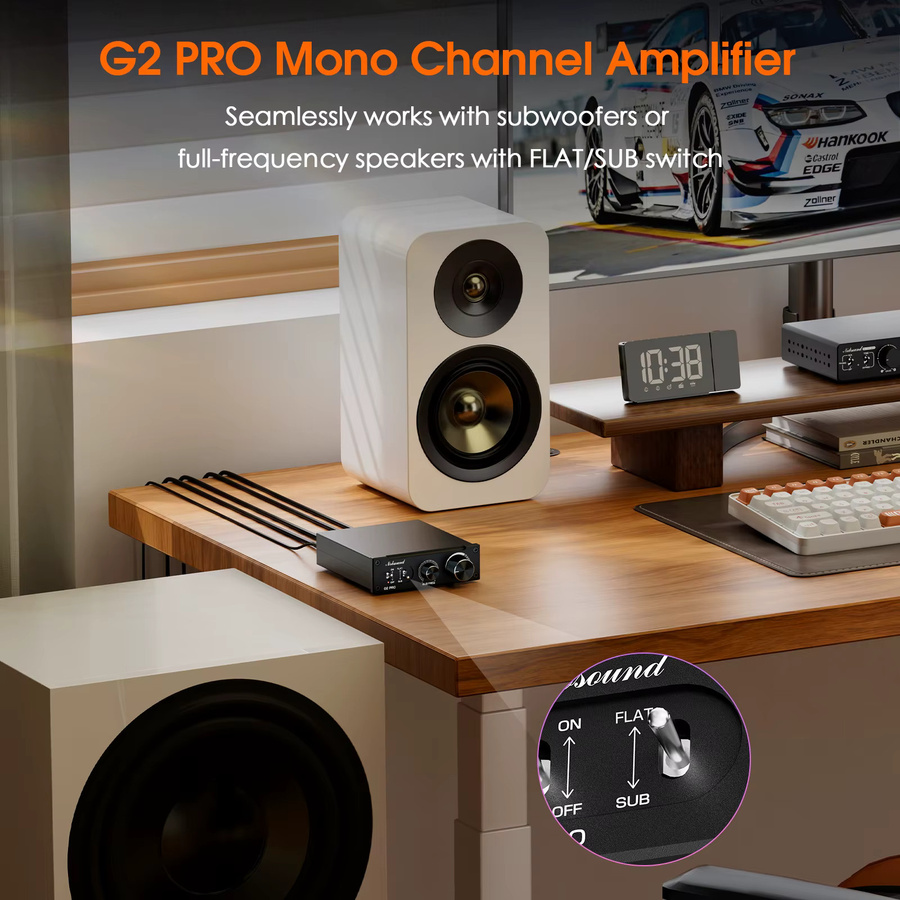 Douk Audio G2 PRO Hi-Fi Mono Subwoofer Verstärker mit 300W Leistung in Schwarz - Bild 4