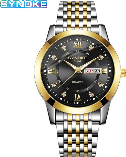 SYNOKE Armbanduhr Quarz, Edelstahl, Weiß, Herren - Bild 1
