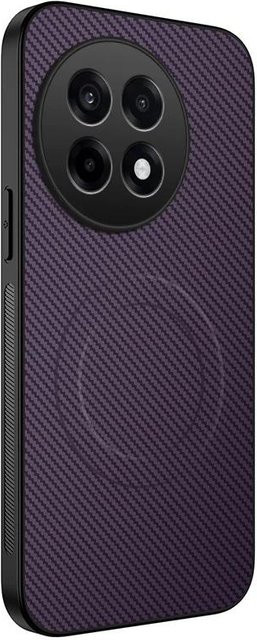 Magnetische Handyhülle aus Kohlefaser-Leder mit matter Textur für OnePlus 11, 12R und 13R in Lila - Bild 1