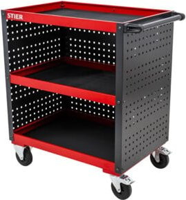 STIER Servicewagen mit Lochplattenverkleidung aus Stahl in Rot, H x B x T: 96,0 x 81,0 x 54,3 cm - Bild 1