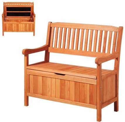 VEVOR Outdoor Storage Bench aus Tannenholz in Braun, 2-Personen Gartenbank mit Deck Box für Terrasse und Garten, Belastbarkeit bis 300 kg - Bild 1