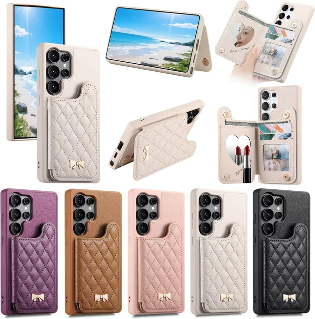 Leder-Handyhülle mit Kartensteckplatz und Flip-Funktion für Samsung Galaxy S25 Edge Ultra, S24 Plus, A56, A55, A54, A36, A35, A06, A15, A16, A25 5G in Braun - Bild 1