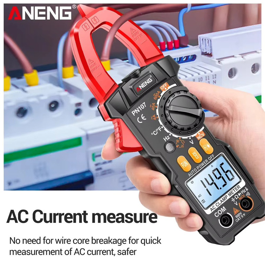 ANENG PN107 Zangenamperemeter VC1010 Spannungsprüfer-Set in Rot mit 4000 Anzeigen, 200A AC/DC Strommessung und NCV-Erkennung für Elektriker - Bild 2