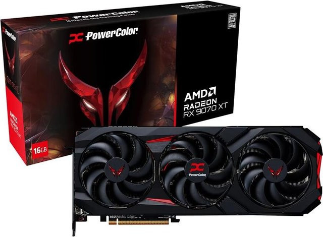 PowerColor Radeon RX 9070 XT Red Devil Grafikkarte, 16GB GDDR6, OC, PCIe 5.0, Schwarz-Rot - Bild 1