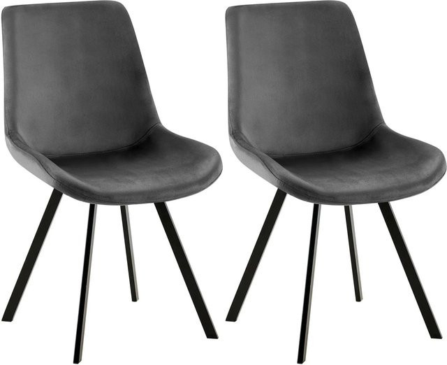 DELUKE 2er Set Esszimmerstühle LOVER aus Samt in Dunkelgrau, B/T/H: 53 x 59 x 89 cm - Bild 1