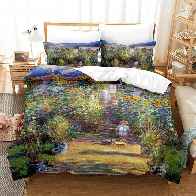 Bettwäsche-Set Binchi Fitness Mandelblüte von Van Gogh mit floralem Design, B/H: 135 x 200 cm, Mehrfarbig - Bild 1