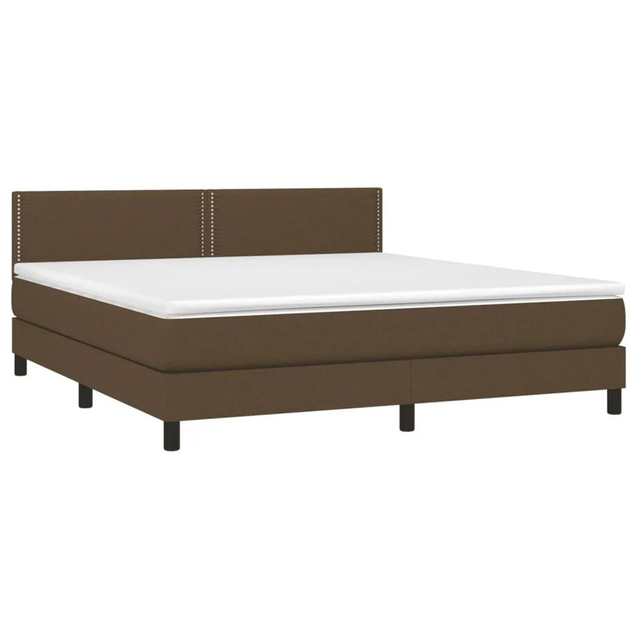 vidaXL Boxspringbett mit Matratze in Dunkelbraun, Hybridbett mit LED-Unterbettbeleuchtung und USB-Ladeport, B/T: 180 x 200 cm - Bild 2