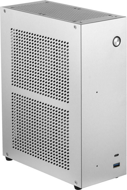TFDP Mini ITX Computergehäuse in Silber mit Dual 3,5-Zoll-Festplattenfach und USB-C Schnittstelle - Bild 1