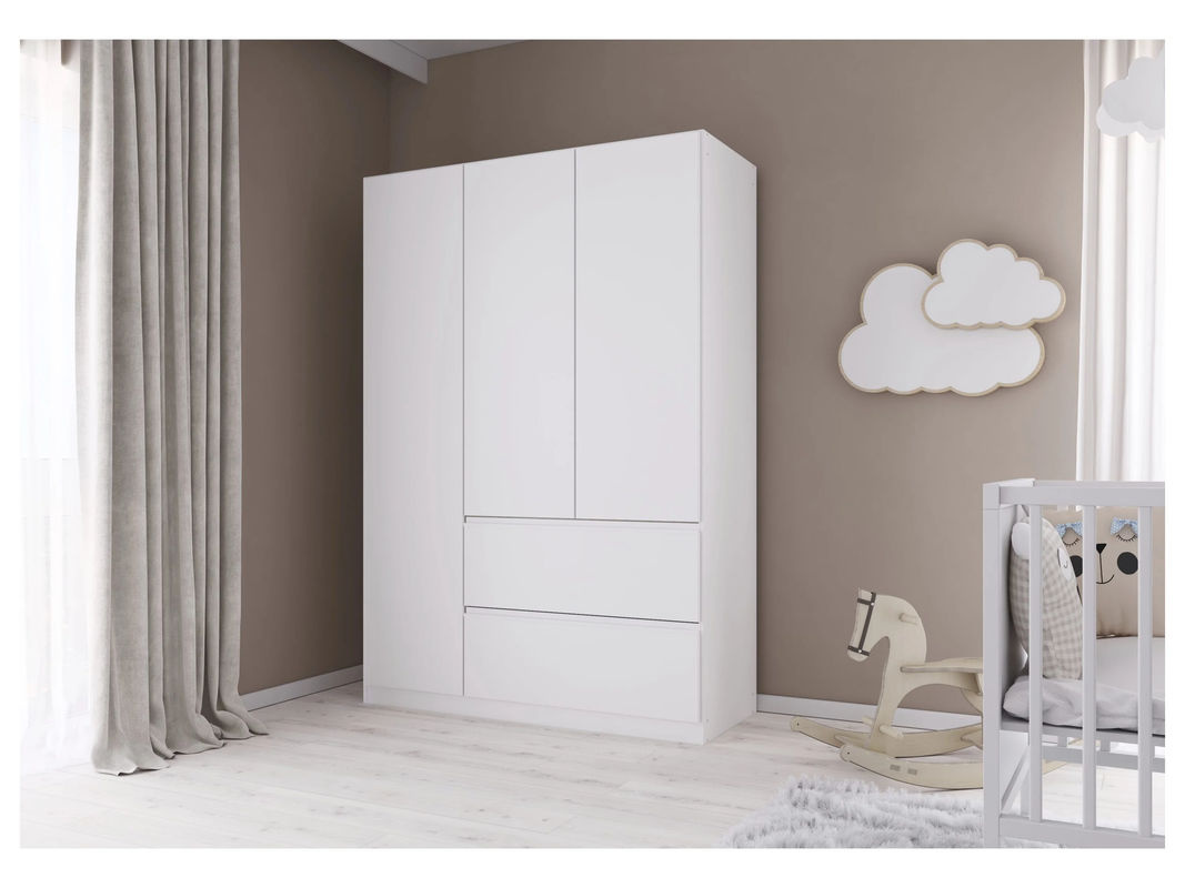 RAUCH BLUE Costa Drehtürenschrank in Weiß mit integrierten Schubladen, Breite: 136 cm, Tiefe: 54 cm, Höhe: 197 cm - Bild 2