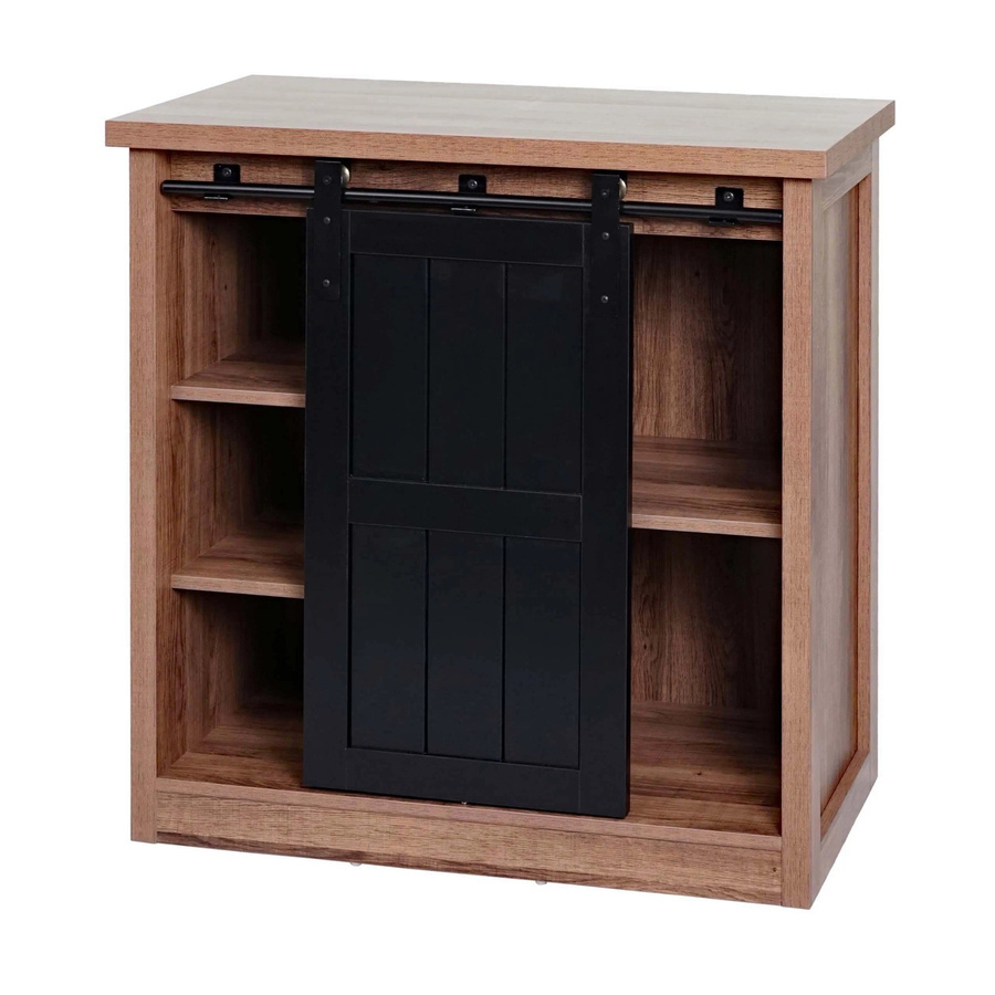 MCW Kommode K75 Schrank Regal im Industrial Design mit Schiebetüren und 5 Staufächern, Holz-Optik und Metall, braun, B/T/H: 84 x 40 x 80 cm - Bild 2