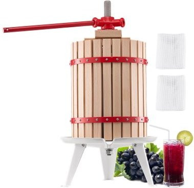 VEVOR Obstweinpresse mit Massivholzkorb und 8 Blöcken, manuelle Saftpresse für Apfelwein, Trauben und Olivenöl, 18 l - Bild 1