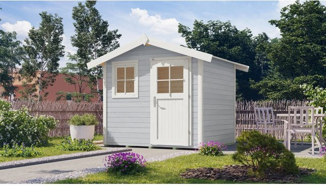 Weka Gartenhaus 123 mit Satteldach in Grau aus Fichtenholz mit 28 mm Wandstärke - Bild 1