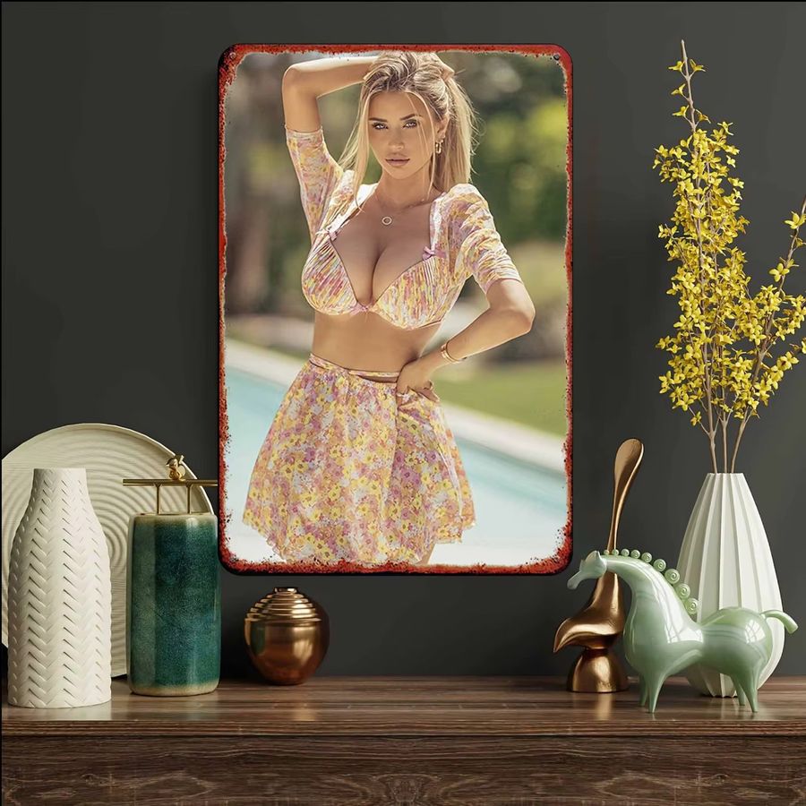 FOMUHA Retro Metallschild Wanddekoration Floral Beach B: 30,0 cm, H: 20,0 cm - Bild 4