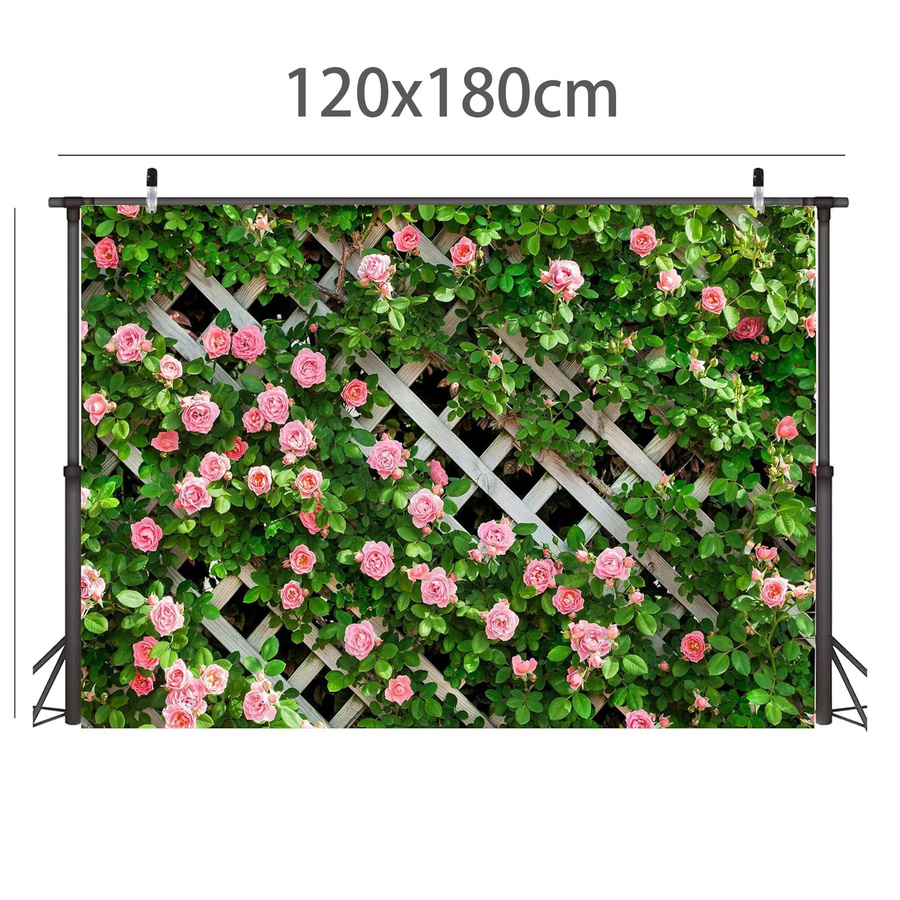 OURFETE Fotohintergrund Frühlingsblumen und grüner Blattzaun, B/H: 120 x 120 cm, Mehrfarbig - Bild 5