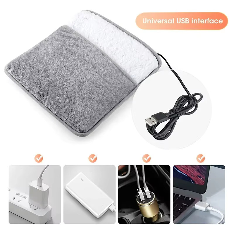 PAQIN USB-Fußwärmer aus weichem Plüsch in Grau - Bild 2