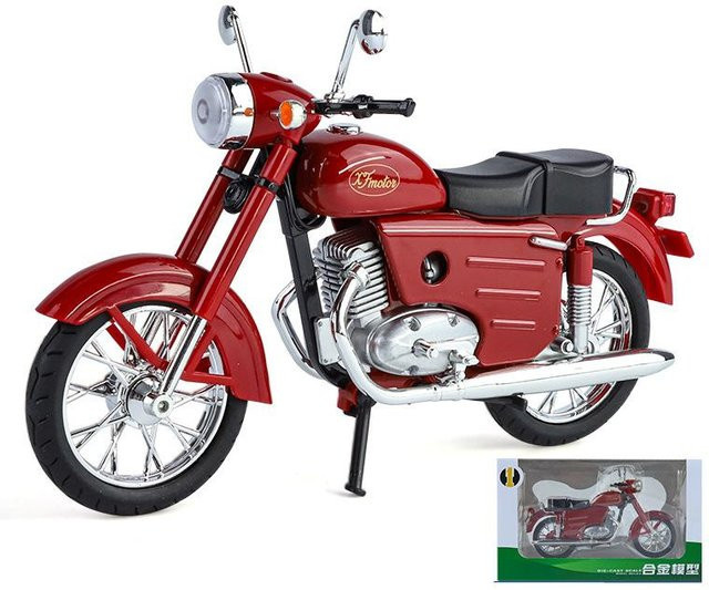 Linyi toy car Jawa 250 Klassisches Retro-Motorradmodell, 1:10, Metall, mit Sound und Licht - Bild 1