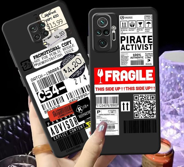 Schwarze minimalistische Handyhülle mit Logo für Xiaomi Redmi Note 9, 10, 11, 12 Pro, 7, 8, 13, 14 Plus, 9S, 12S, 10S, 11S aus weichem Material - Bild 1