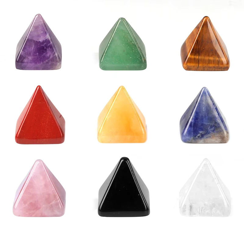 Pyramiden aus Naturstein Amethyst Tigerauge und klarem Quarz in Lila, Braun und Transparent, Geometrische Deko-Ornamente für deine Wohnkultur, B/H: 18 x 20 mm - Bild 6
