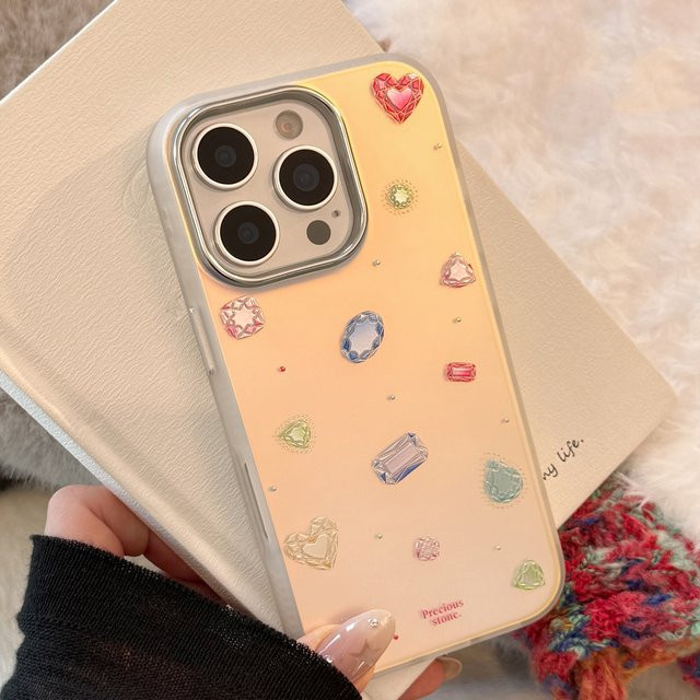 Stoßfeste Laser-Handyhülle mit buntem koreanischem Edelstein-Muster für iPhone 12 bis iPhone 17 Pro Max, Farbe: Multicolour - Bild 1