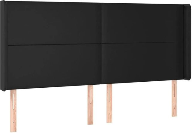 vidaXL Kopfteil mit Ohren in Schwarz aus Kunstleder, Breite: 183 cm, Tiefe: 16 cm, Höhe: 118 cm - Bild 1