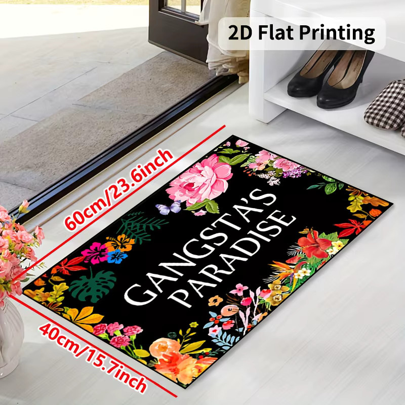 VIKAMA Gangster Paradise Tropical Floral Willkommens-Fußmatte, rutschfest und maschinenwaschbar, B/T: 60 x 40 cm, Mehrfarbig - Bild 3